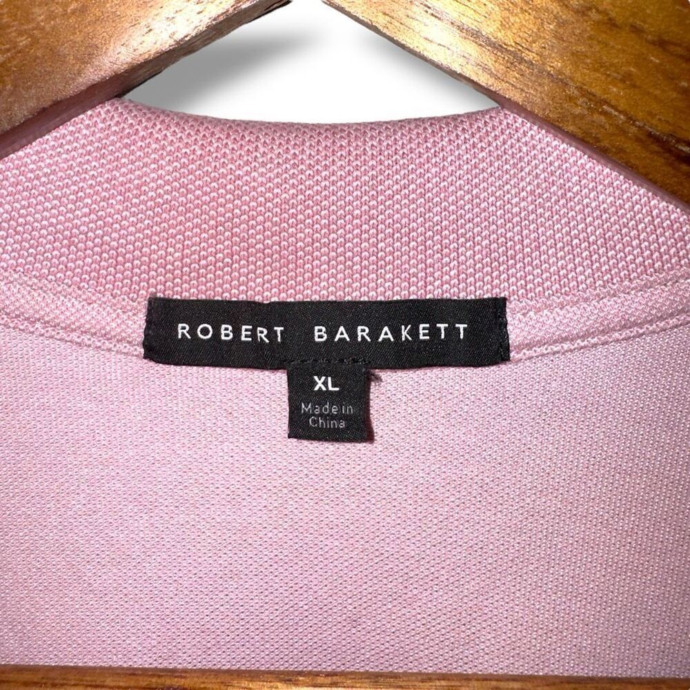 Robert Barakett Blush Pink Open Collar Knit Polo Shirt XL - Picture 2 of 7